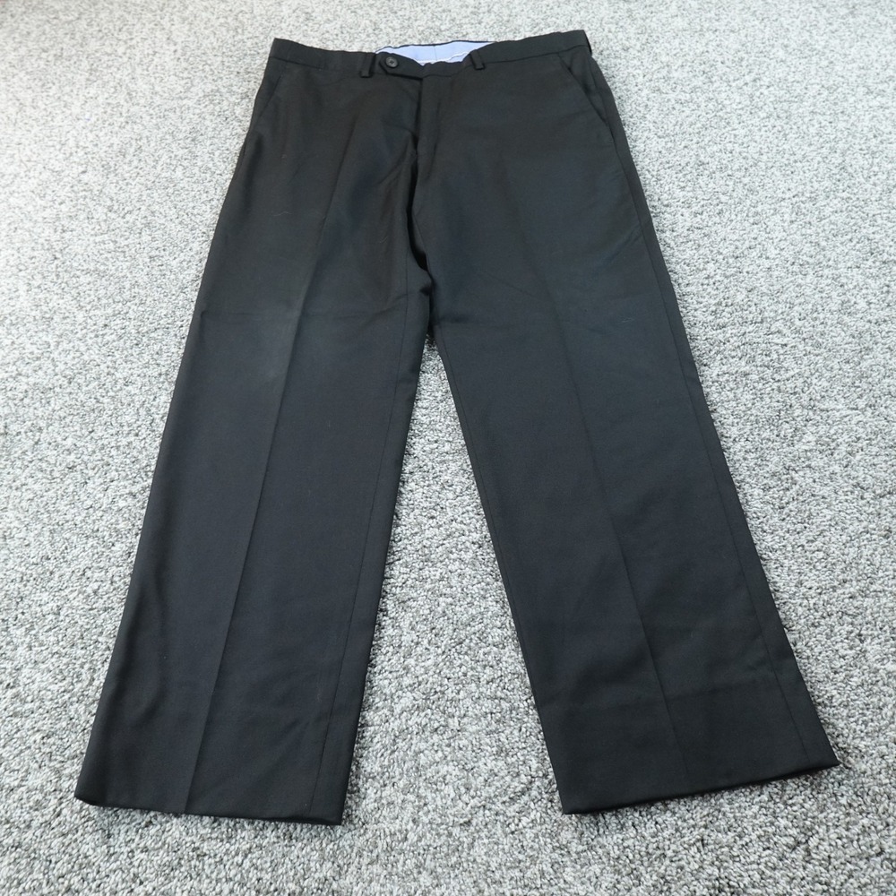 Peter Manning Pants Mens 33X27 Black Wool Chino Dress Slacks Trouser‎ Flat Front